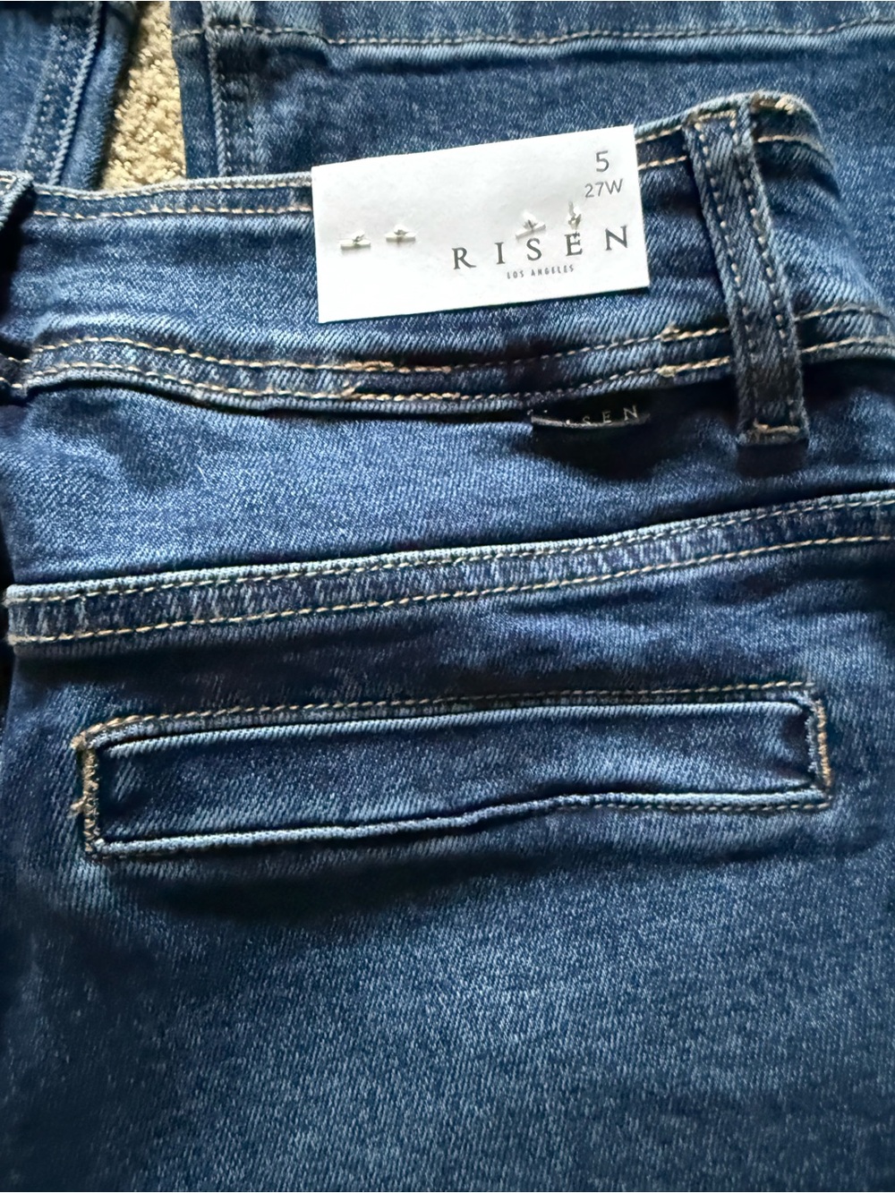 Risen Women's Dark Blue Wide-Leg Jeans with Chain Trim - Picture 11 of 12